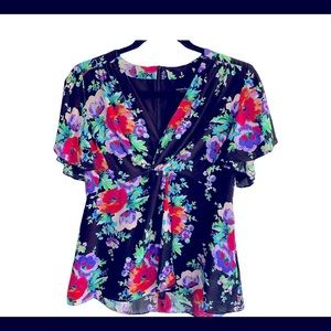 Nanette Lepore Silk Floral Top Sz 6 EUC